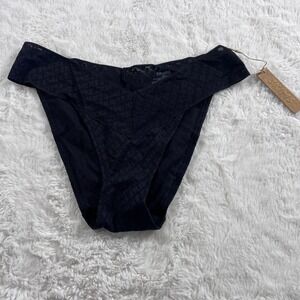 Skims Women's Logo Mesh High Waisted Thong Onyx Black Size XXS PN-CBR-1101 New